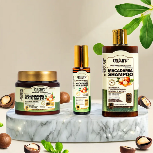 Soin hydratant shampoing Nature + Masque Nature macadamia + sérum