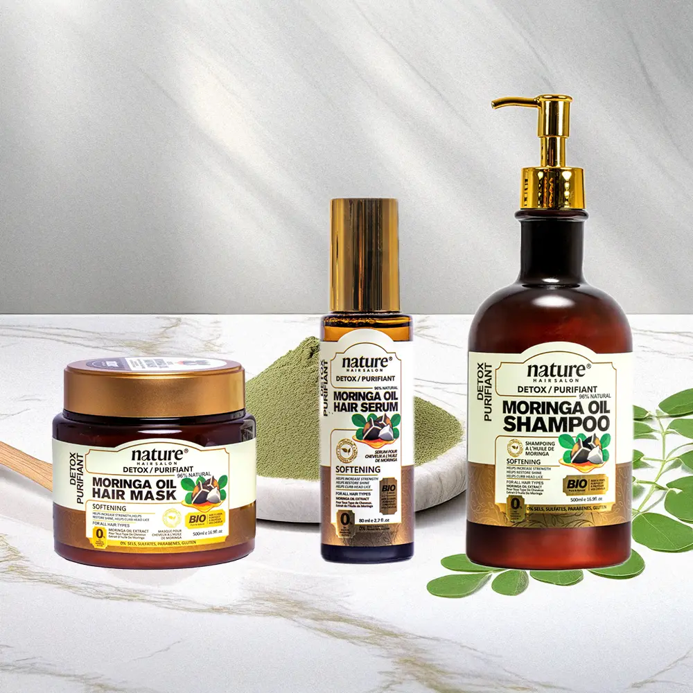 Soin purifiant Shampoing + Masque à l'huile de moringa + sérum