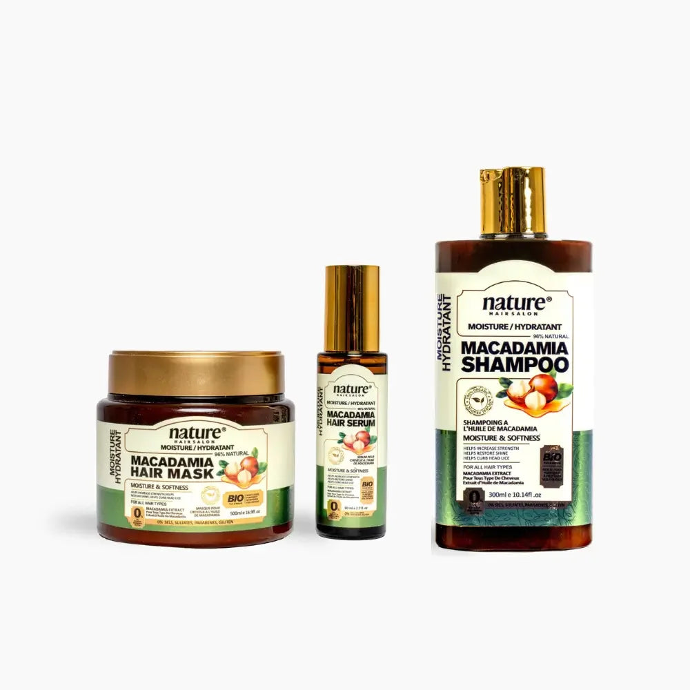 Soin hydratant shampoing Nature + Masque Nature macadamia + sérum